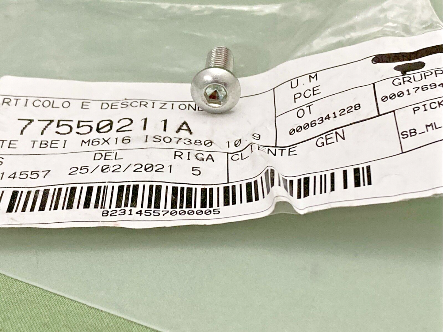 NEW GENUINE DUCATI 77550211A PACK SCREW TBEI M6X16