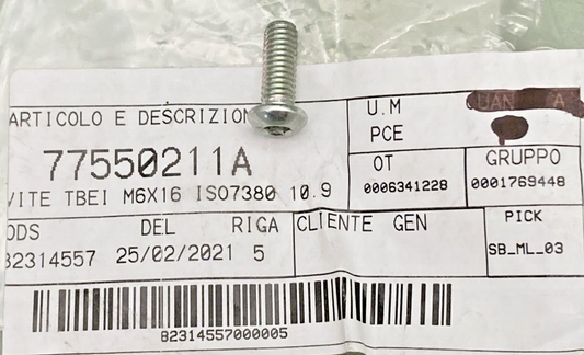 NEW GENUINE DUCATI 77550211A PACK SCREW TBEI M6X16