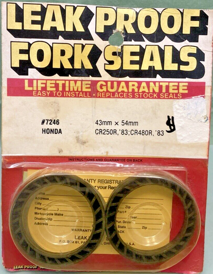 NEW Leak Proof Fork Seals 7246 43mm x 54mm CR250R CR480R CR500R XR500R XR CR