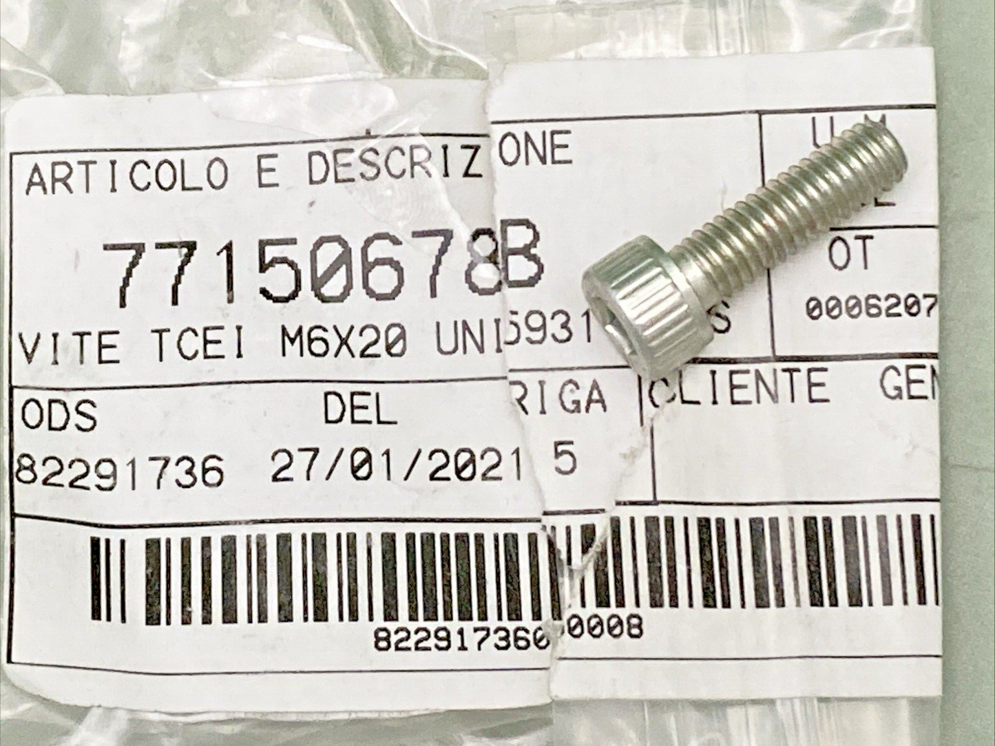 NEW GENUINE DUCATI 77150678B SCREW TCEI M6X20