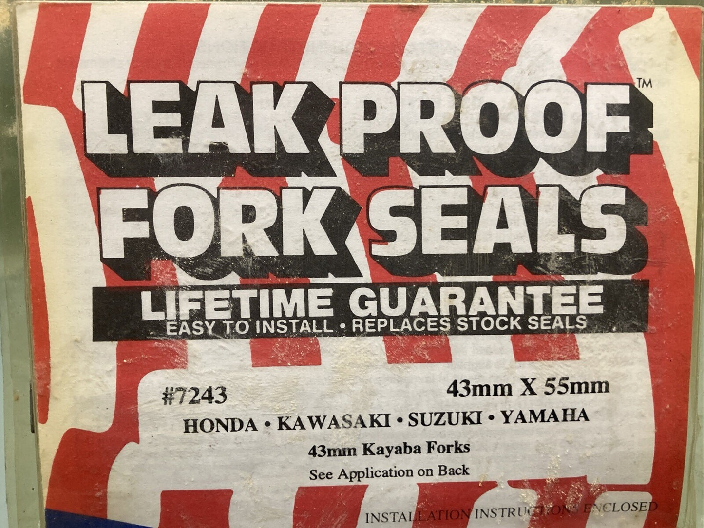 NEW LEAK PROOF FORK SEALS  #7243 43MM X 55MM, HONDA KAWASKI SUZUKI YAMAHA