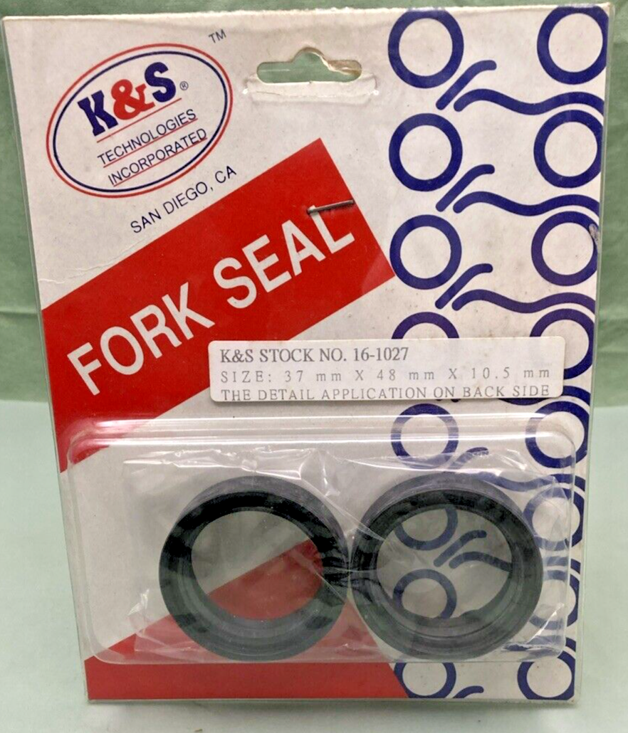NEW K&S TECHNOLOGIES 16-1027 FORK OIL SEAL 37mm x 48mm x 10.5mm