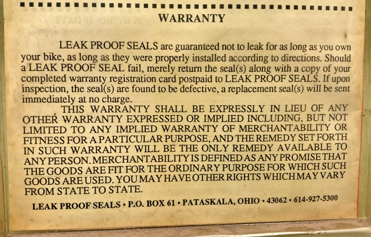NEW LEAK PROOF SEALS 5242 FORK SEAL KIT, 41.65mm X 55mm, 42MM FORK