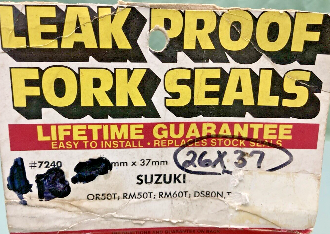 NEW LEAK PROOF SEALS 7240 FORK SEAL KIT, 26mm X 37mm, SUZUKI