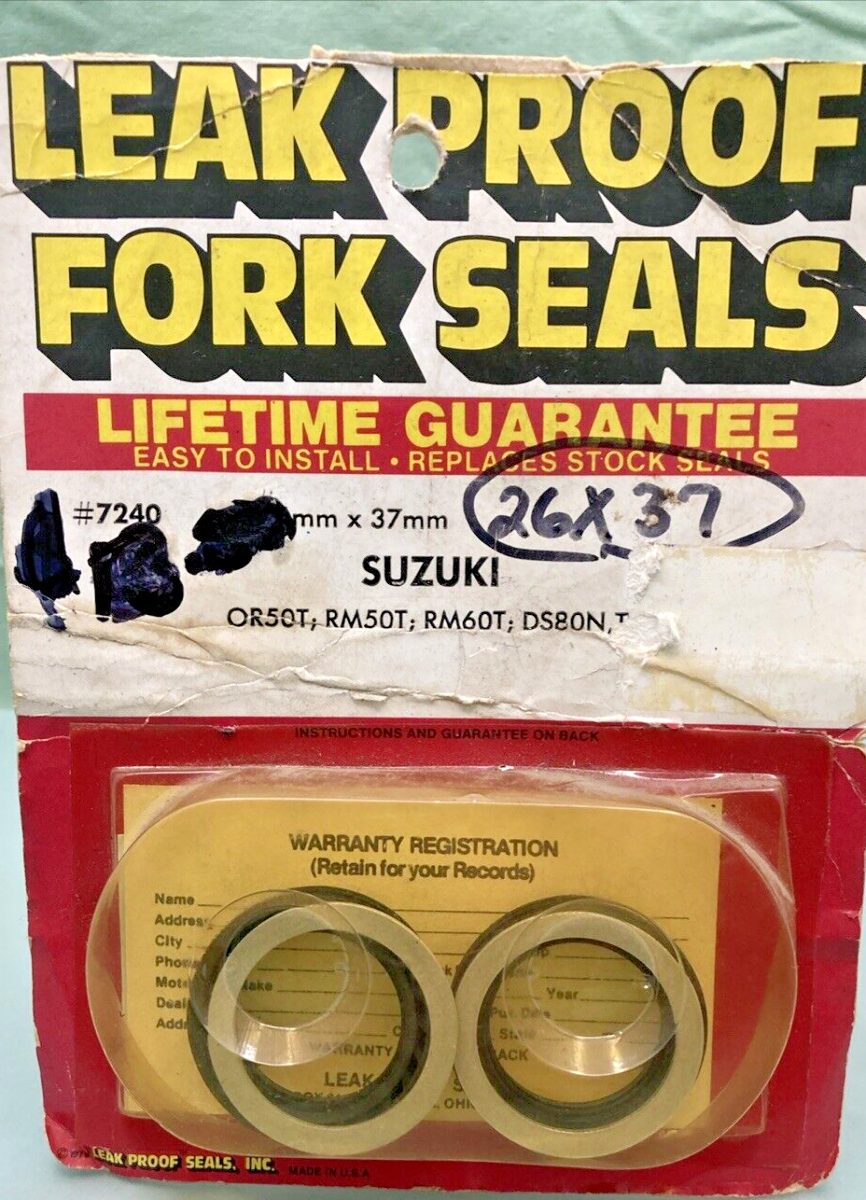 NEW LEAK PROOF SEALS 7240 FORK SEAL KIT, 26mm X 37mm, SUZUKI