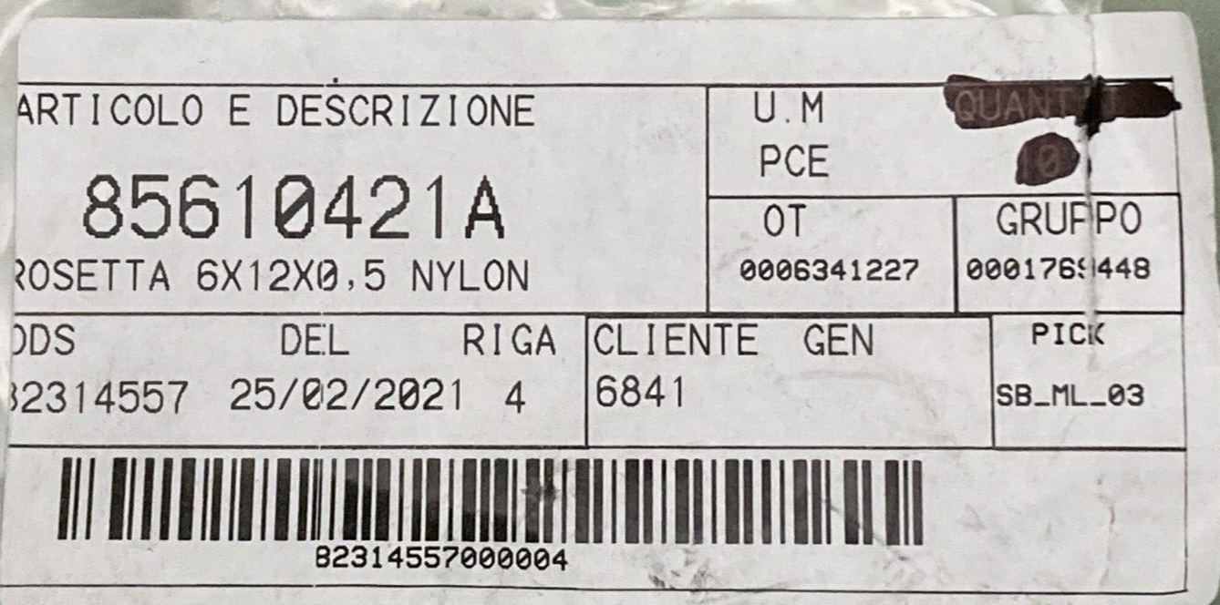 QTY 2 NEW GENUINE DUCATI 85610421A WASHER, NYLON 6X12X0.5