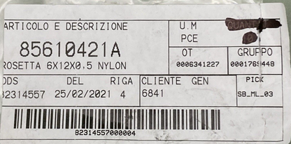 QTY 2 NEW GENUINE DUCATI 85610421A WASHER, NYLON 6X12X0.5