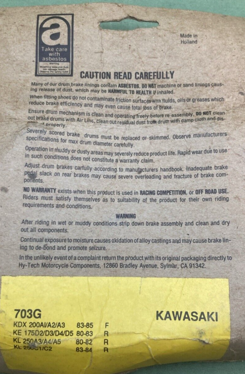 NEW GENUINE EBC 703G BRAKE SHOES GROOVED OFF-ROAD FOR KAWASAKI MOTO-X ATV UTV