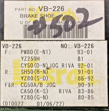 NEW REPLACES VESRAH VB-226 BRAKE SHOE