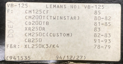 NEW GENUINE VESRAH VB-125 BRAKE SHOE SET MOTORCYCLE FOR HONDA