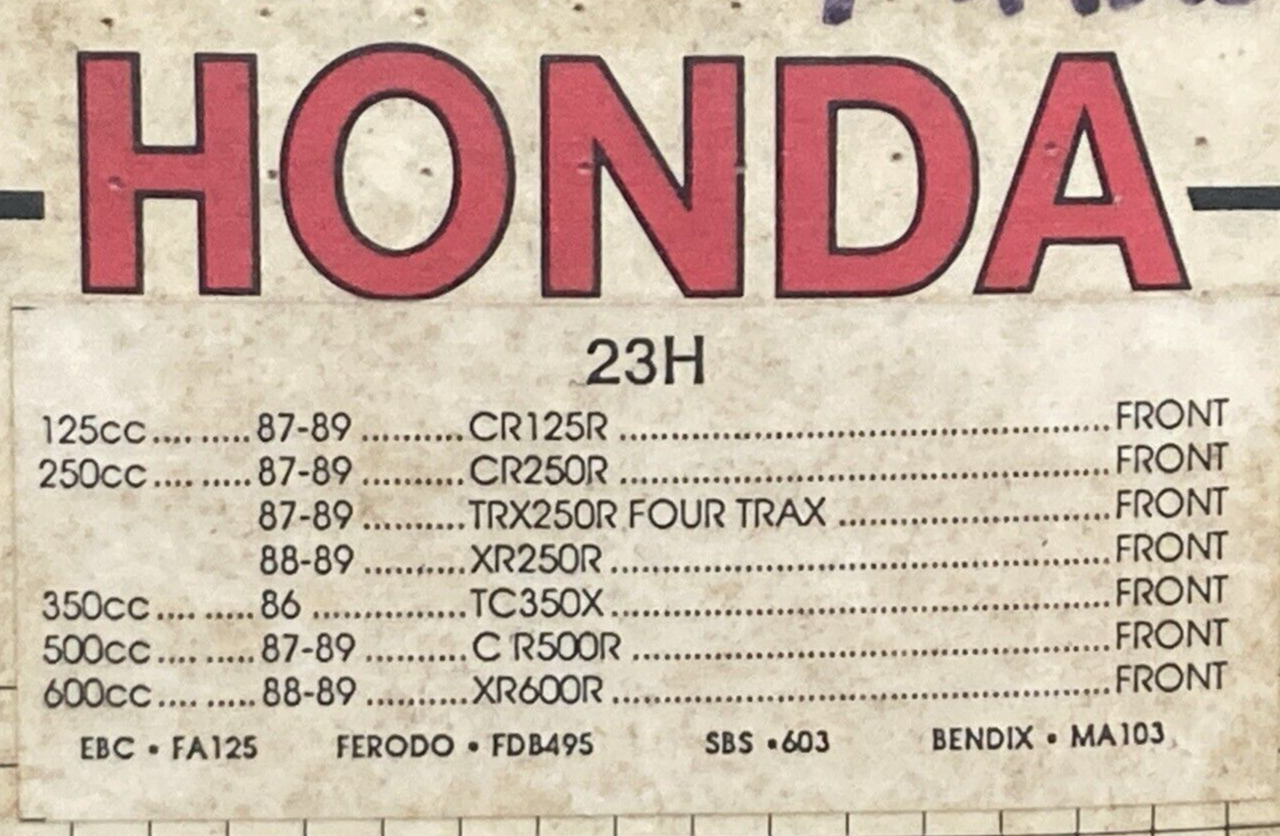 NEW GENUINE HONDA 23H BRAKE PAD SET FRONT SINTERED METAL MOTORCYCLE