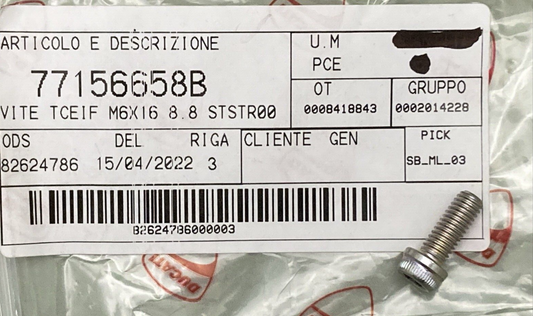 NEW GENUINE DUCATI 77156658B SCREW TCEIF M6X16