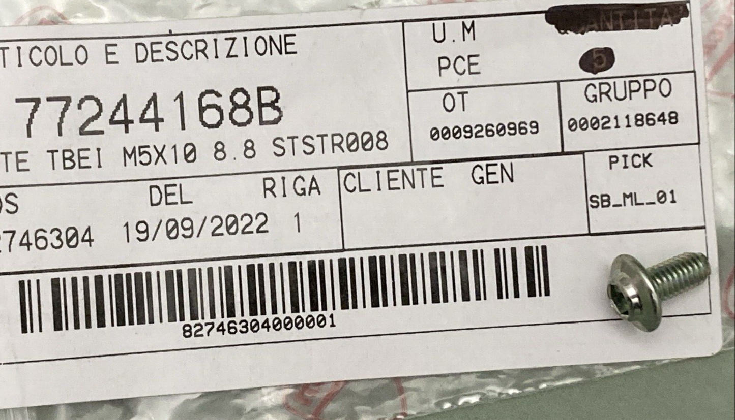 NEW GENUINE DUCATI 77244168B SCREW M5X10