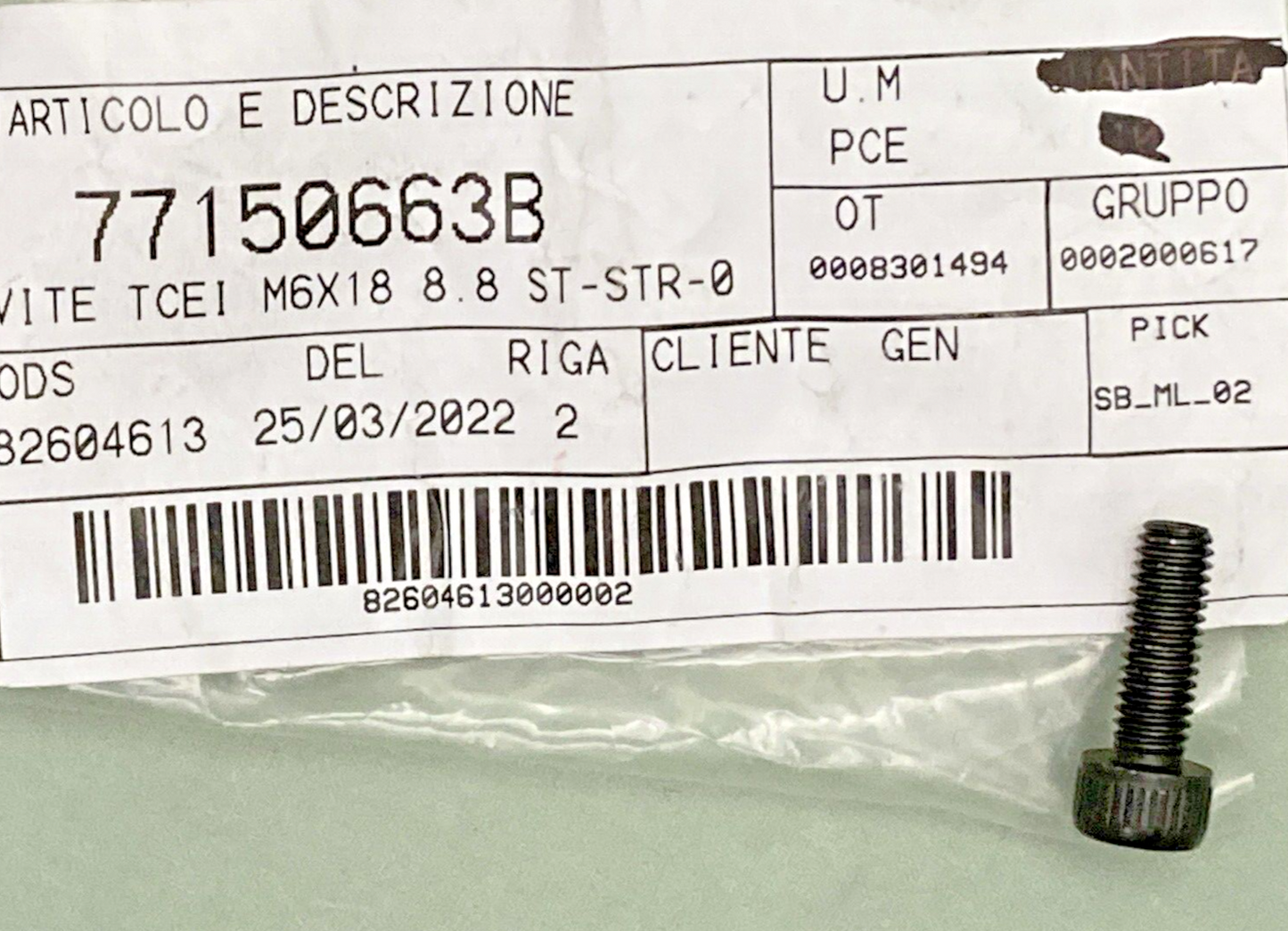 NEW GENUINE DUCATI 77150663B SCREW TCEI M6X18