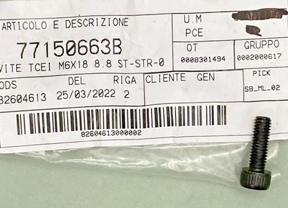 NEW GENUINE DUCATI 77150663B SCREW TCEI M6X18