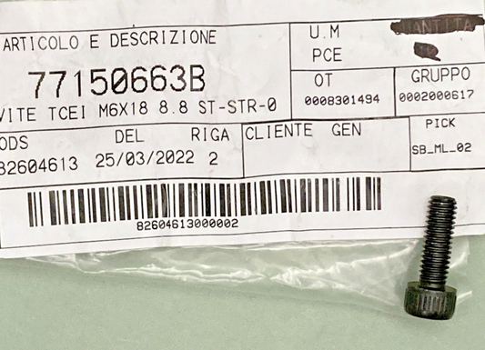 NEW GENUINE DUCATI 77150663B SCREW TCEI M6X18