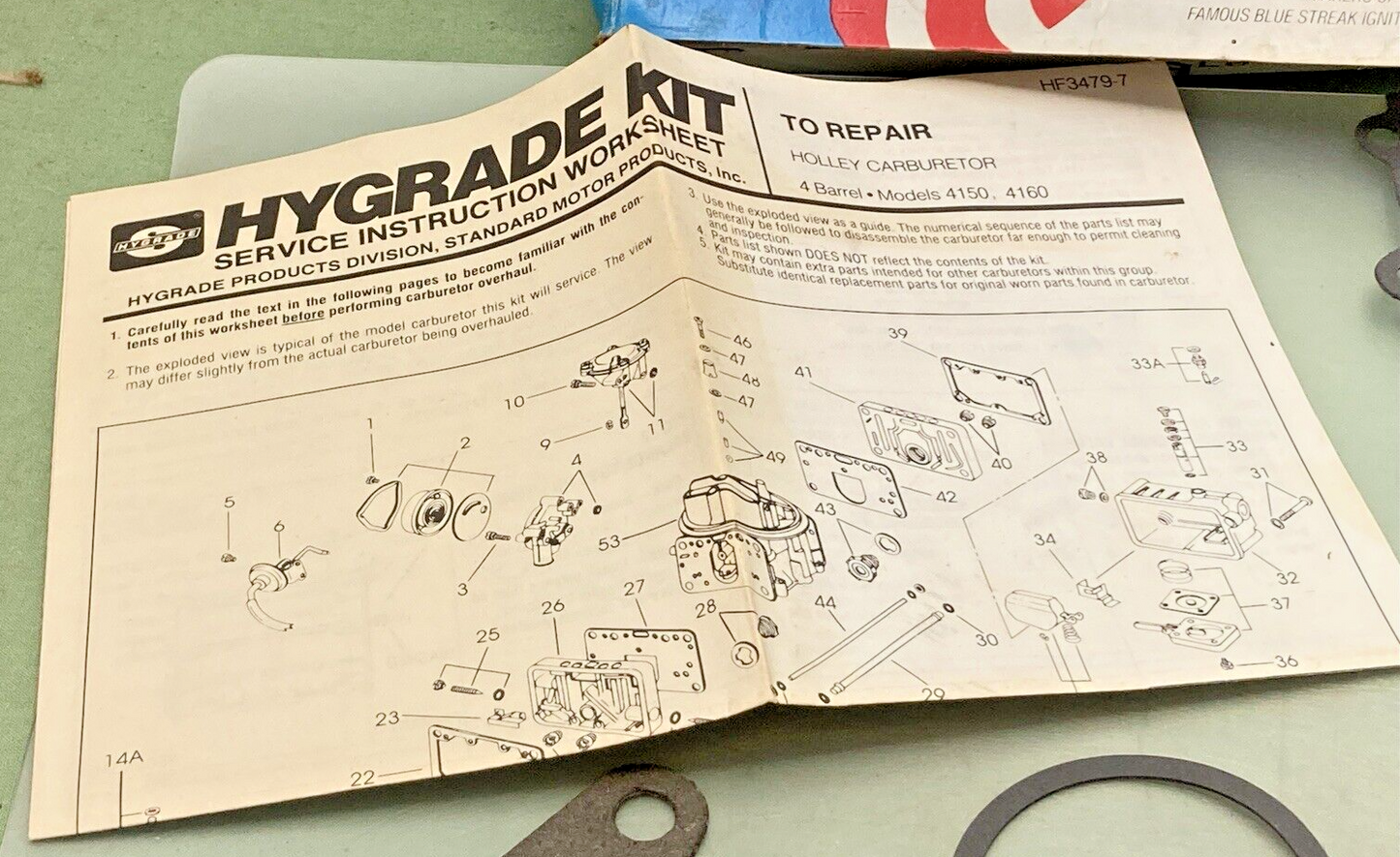 NEW HYGRADE JIFFY KIT 661A FOR CARBURETOR OVERHAUL, INCOMPLETE KIT