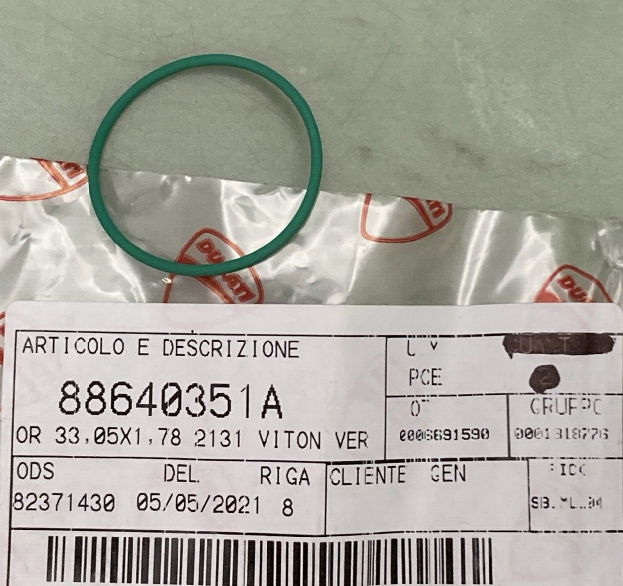 NEW GENUINE DUCATI 88640351A O-RING 33.05X1.78