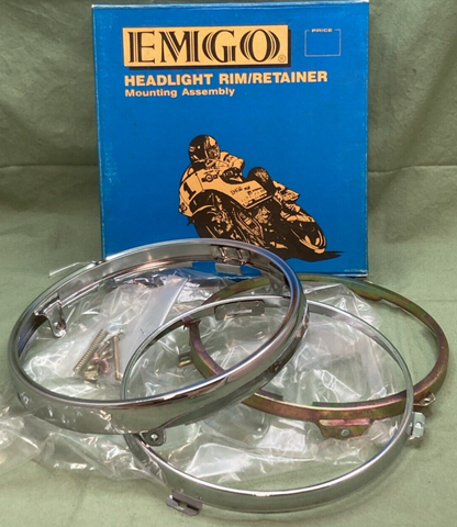 NEW GENUINE EMGO 66-64334 Chrome Headlight Rim 7" Ring Retainer Kit Complete