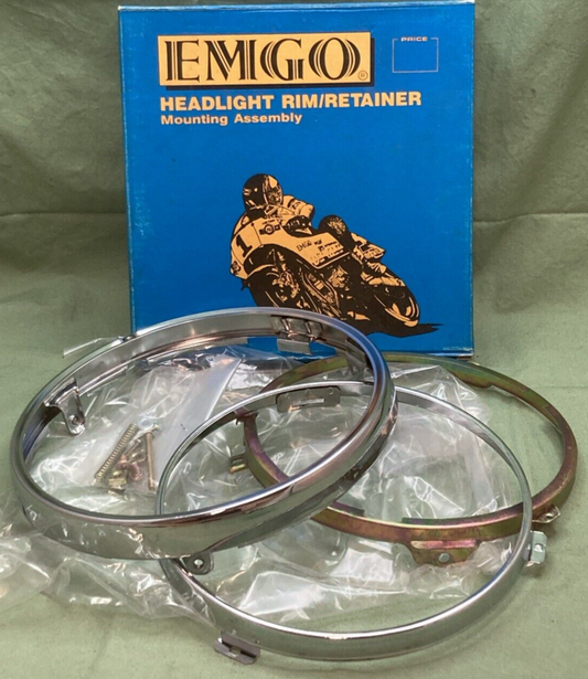 NEW GENUINE EMGO 66-64334 Chrome Headlight Rim 7" Ring Retainer Kit Complete