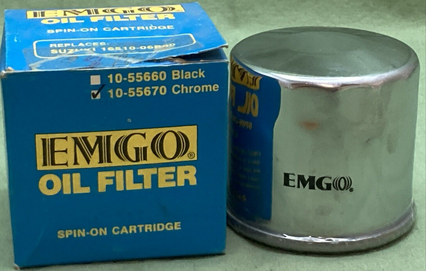 NEW GENUINE EMGO 10-55670 OIL FILTER CHROME SPIN-ON FOR SUZUKI MOTORCYCLE