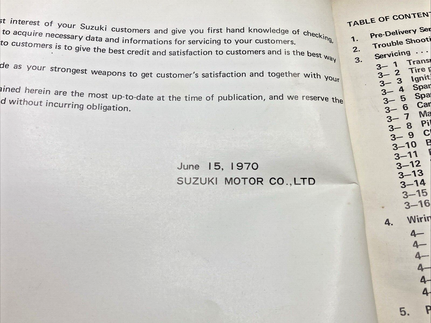 GENUINE SUZUKI SERVICE GUIDE FOR MOTORCYCLES 1970