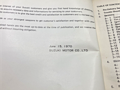 GENUINE SUZUKI SERVICE GUIDE FOR MOTORCYCLES 1970