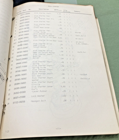 GENUINE SUZUKI T125 PARTS CATALOGUE 1971