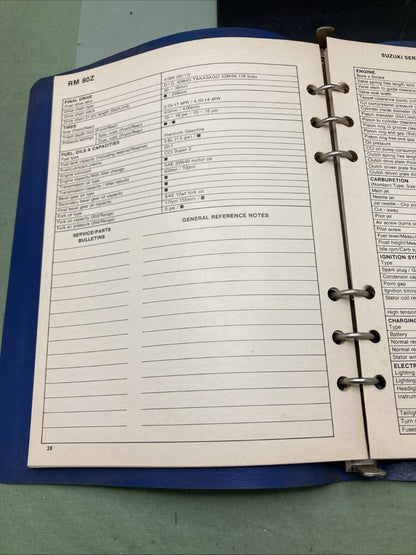 GENUINE SUZUKI 99923-03821 Z MODEL READY REFERENCE SERVICE SPECIFICATIONS 1982