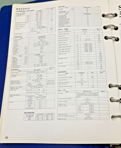 GENUINE SUZUKI 99923-03851 F MODEL READY REFERENCE SERVICE SPECIFICATIONS 1985