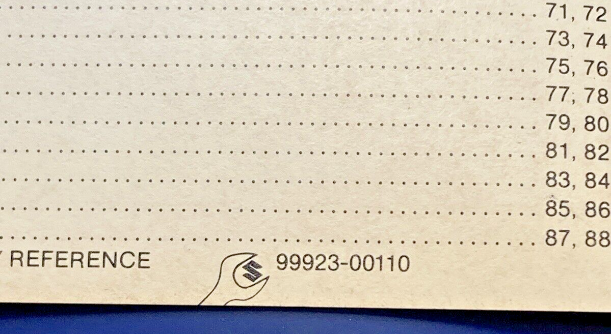 GENUINE SUZUKI 99923-00110 T MODELS READY REFERENCE SERVICE SPECIFICATIONS 1980