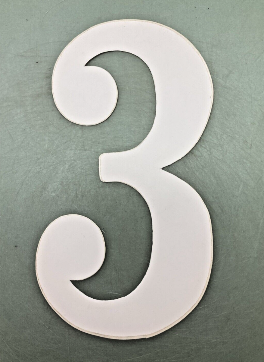 QTY 3 NEW WHITE VINYL 8" NUMBER 3 DECAL
