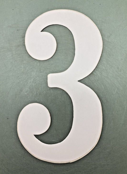 QTY 3 NEW WHITE VINYL 8" NUMBER 3 DECAL