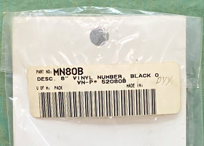 QTY 2 NEW MAIER MN80B RED VINYL 8" NUMBER 0 DECAL