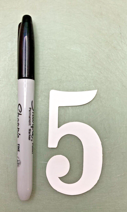 QTY 4 NEW WHITE VINYL 3" NUMBER 5 DECAL