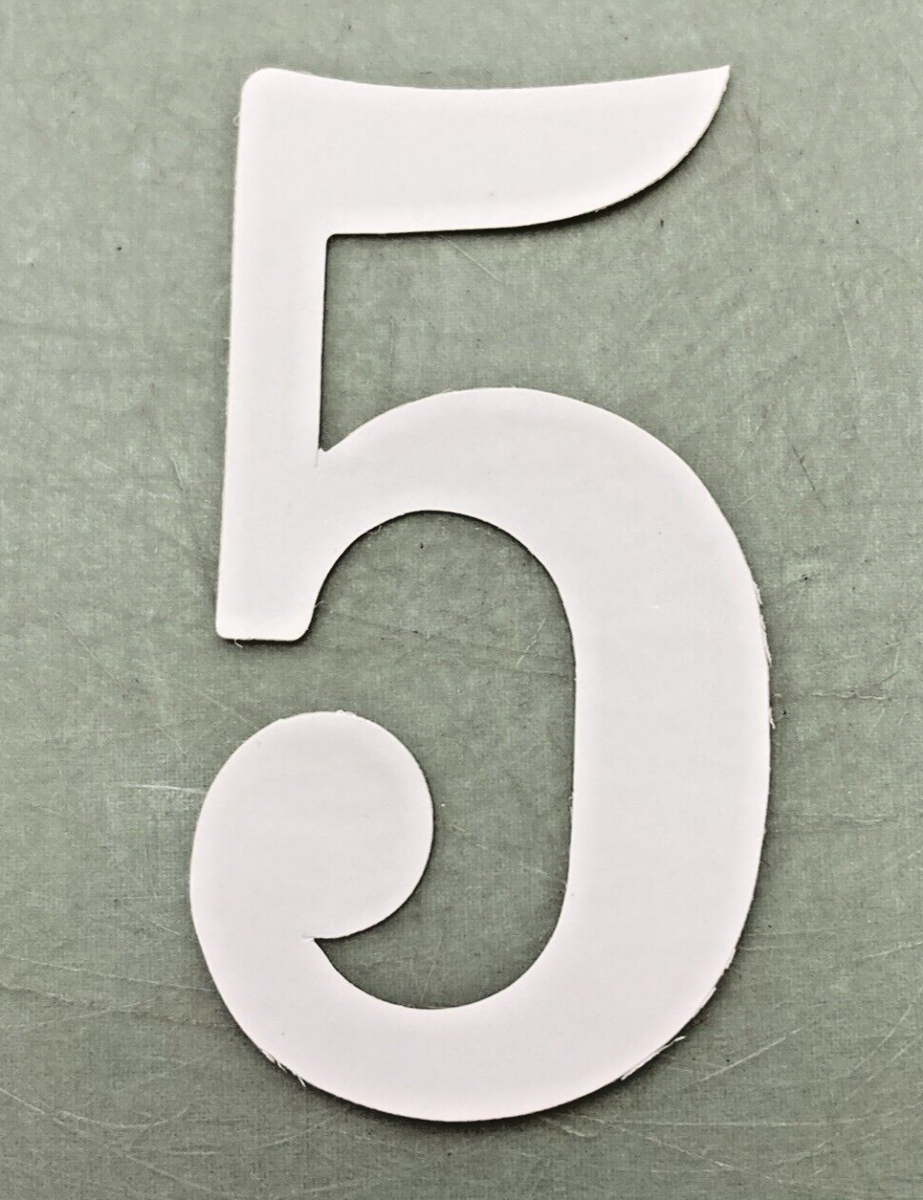 QTY 4 NEW WHITE VINYL 3" NUMBER 5 DECAL