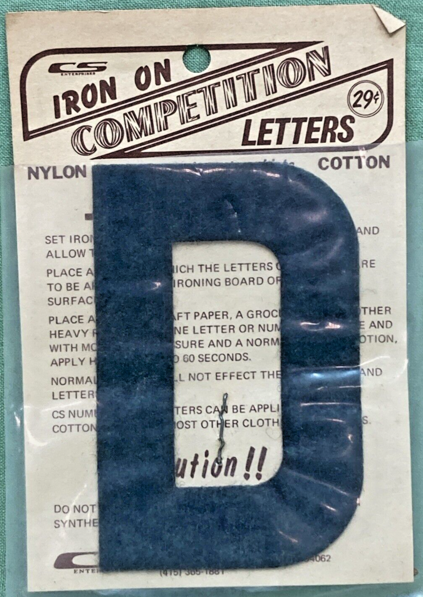 QTY 4 NEW 3" BLACK IRON ON COMPETITION LETTER D