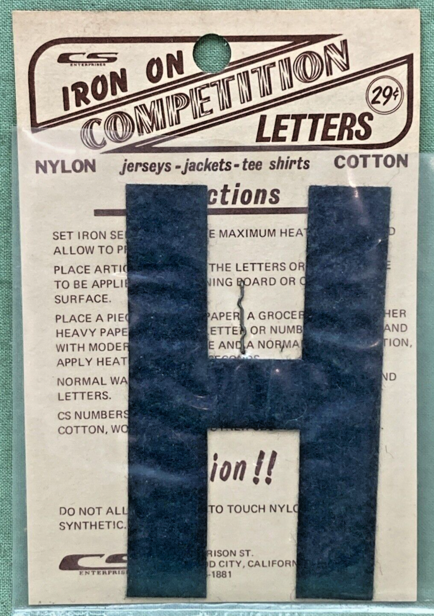 QTY 7 NEW 3" BLACK IRON ON COMPETITION LETTER H