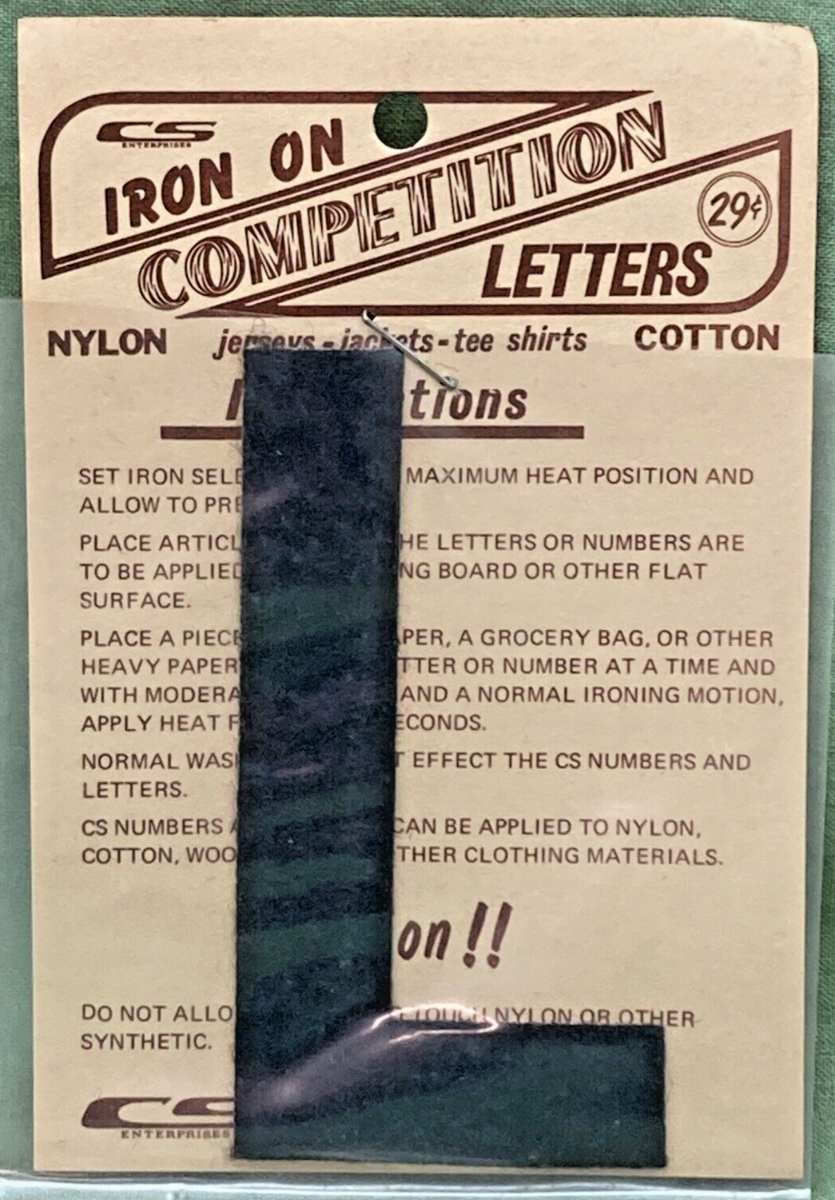 QTY 7 NEW 3" BLACK IRON ON COMPETITION LETTER L