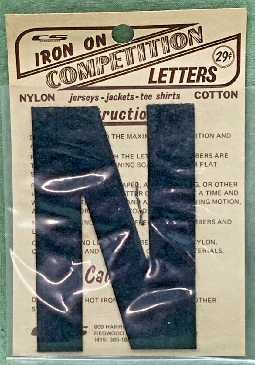 QTY 4 NEW 3" BLACK IRON ON COMPETITION LETTER N