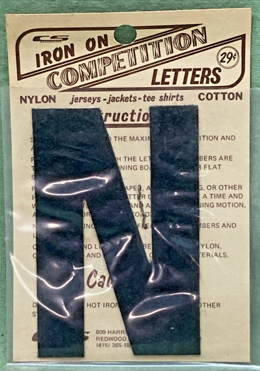 QTY 4 NEW 3" BLACK IRON ON COMPETITION LETTER N