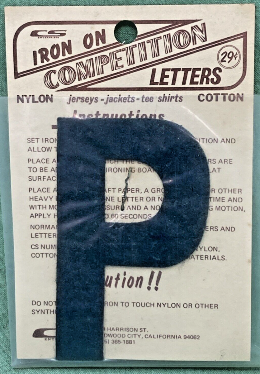 QTY 5 NEW 3" BLACK IRON ON COMPETITION LETTER P