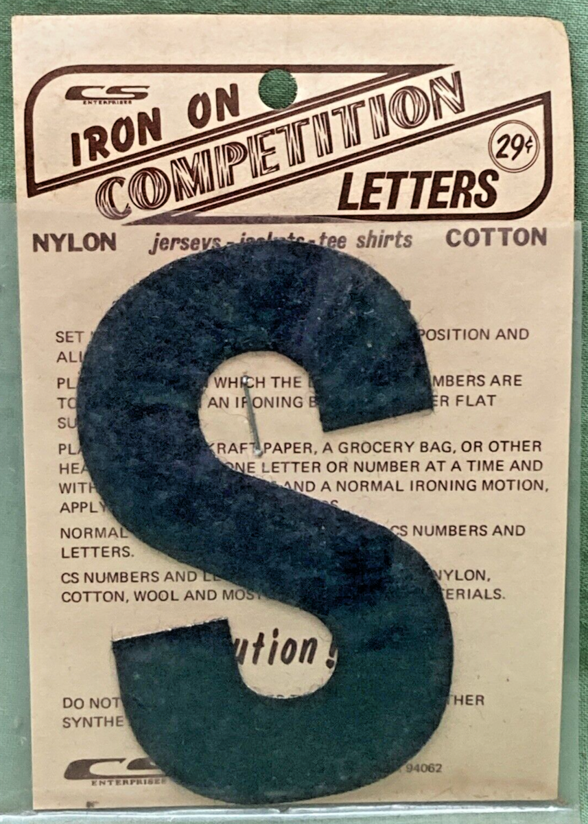 QTY 6 NEW 3" BLACK IRON ON COMPETITION LETTER S