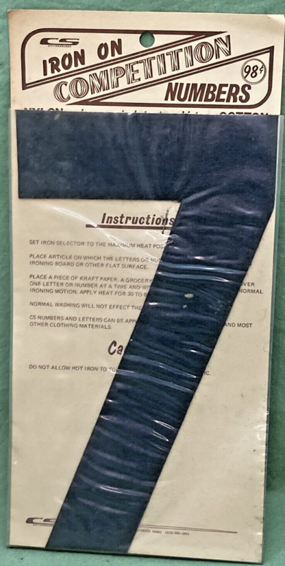 NEW 8" BLACK IRON ON COMPETITION NUMBER SET 0-9