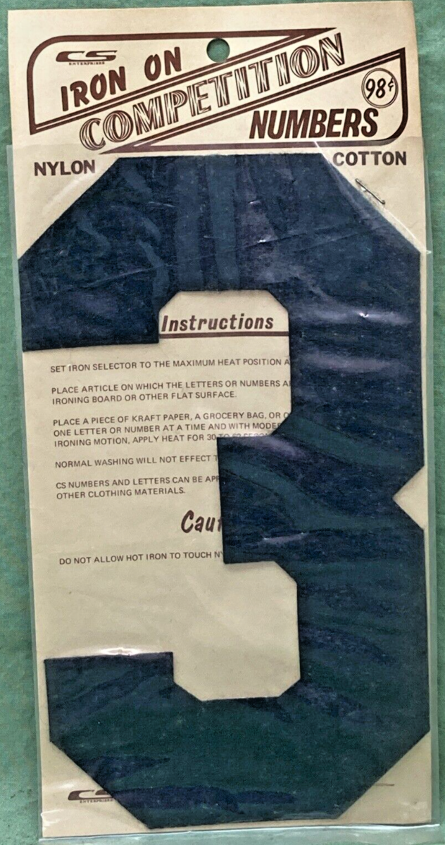 NEW 8" BLACK IRON ON COMPETITION NUMBER SET 0-8