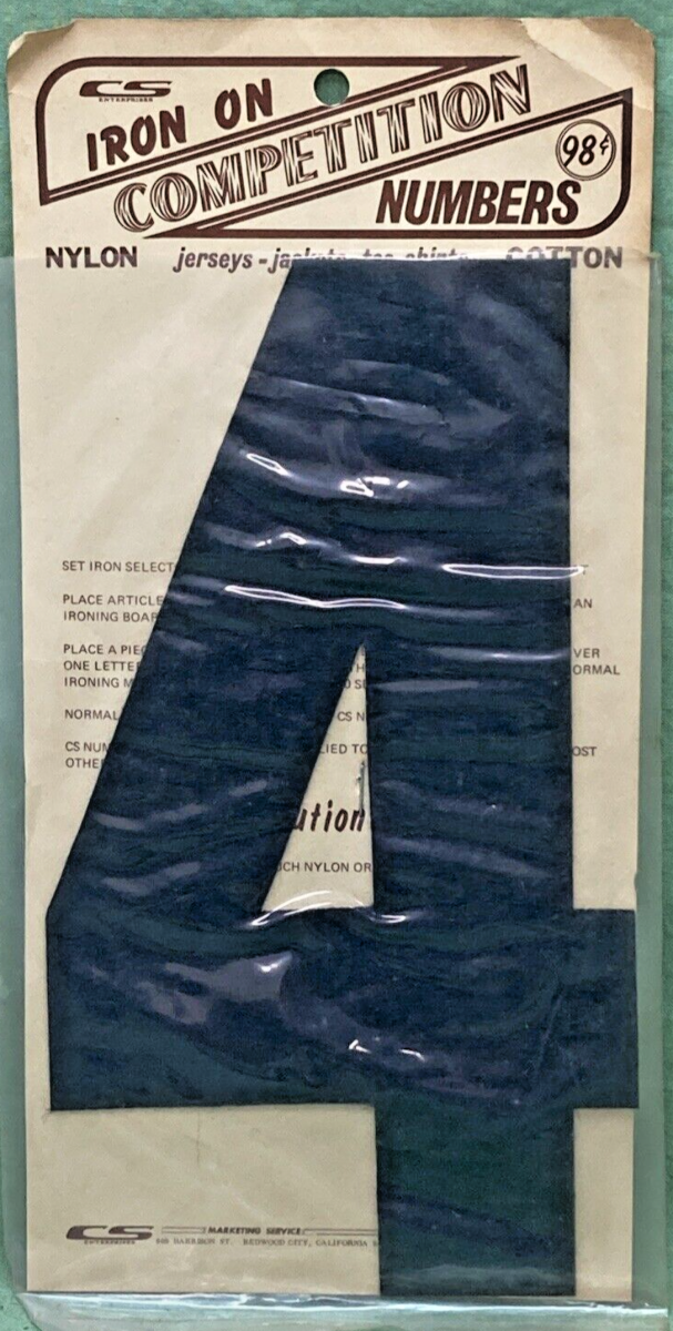 NEW 8" BLACK IRON ON COMPETITION NUMBER SET 0-8