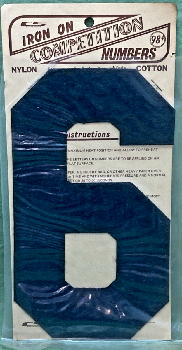 NEW 8" BLACK IRON ON COMPETITION NUMBER SET 0-8