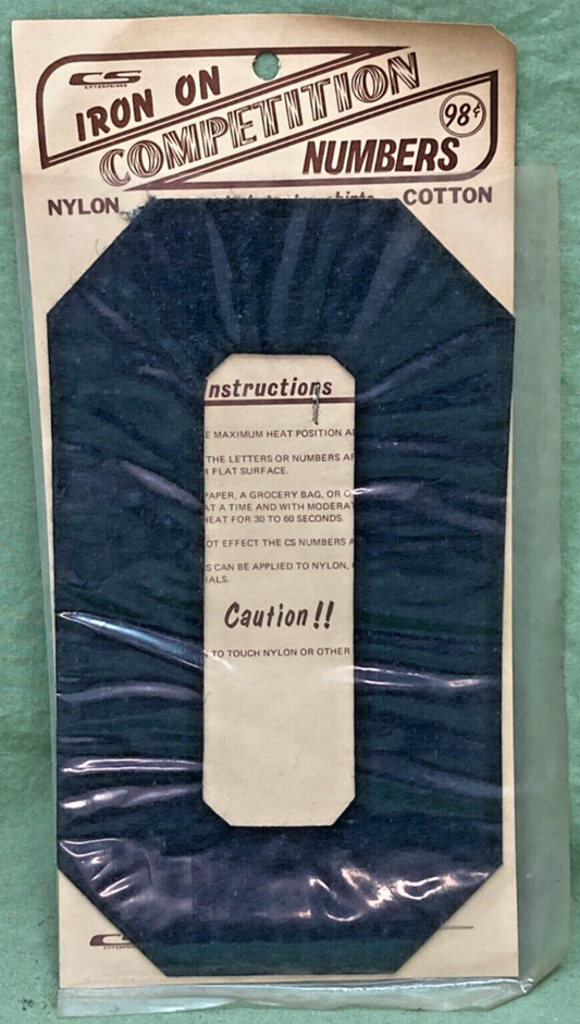 NEW 8" BLACK IRON ON COMPETITION NUMBER SET 0-8