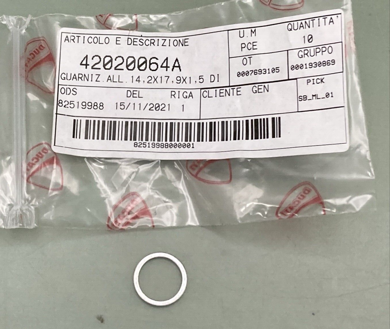 QTY 6 NEW GENUINE DUCATI 42020064A ALUMINIUM GASKET