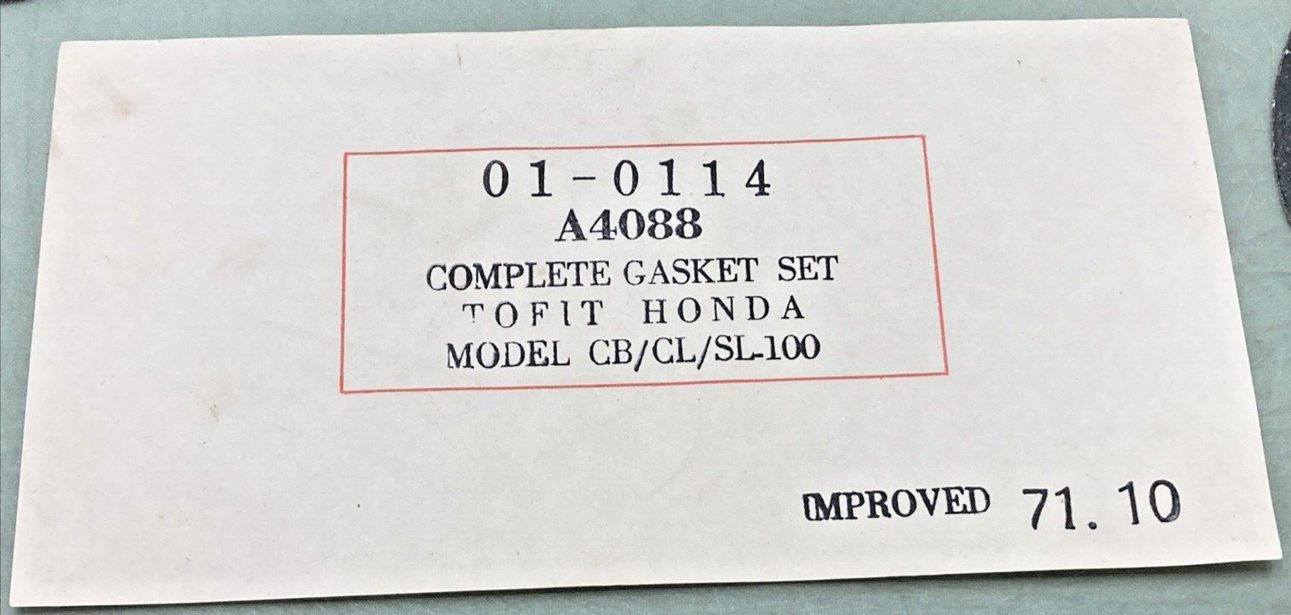 NEW ROCKY 01-0114 GASKET SET FOR HONDA CB/CL/SL100 INCOMPLETE SET